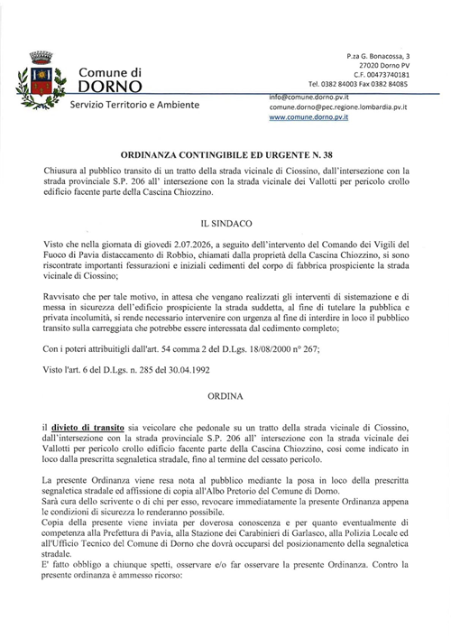 Ordinanza 38 - 2026