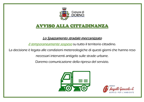 Sospensione Servizio di Spazzamento Strade