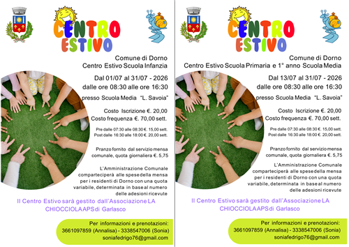 Modulo iscrizione Centro Estivo Comunale 2026