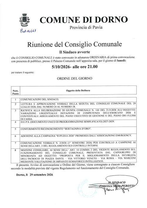 Riunione consiglio comunale