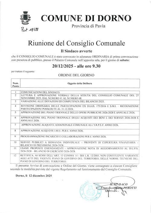 Riunione consiglio comunale