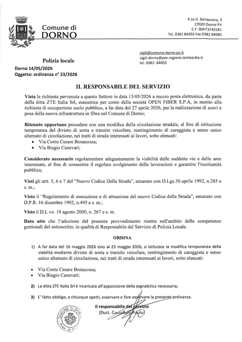 Ordinanza n. 23 del 2026