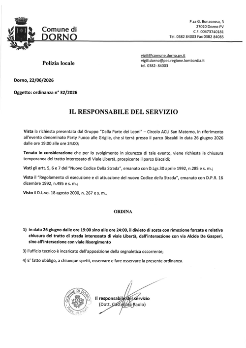 Ordinanza n.32 del 2026