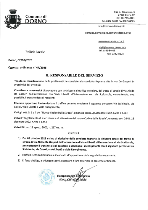 Ordinanza 47 - 2025