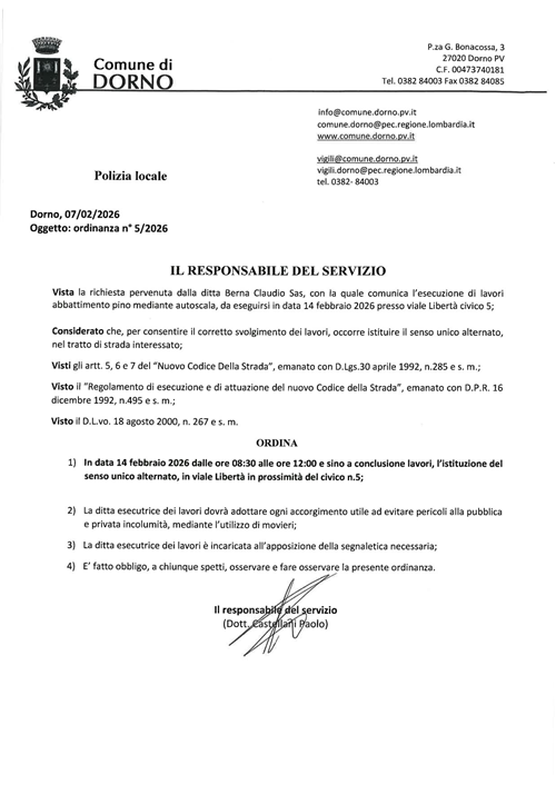 Ordinanza 5 - 2026