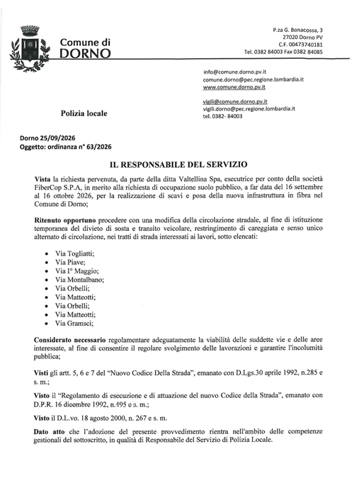 Ordinanza n 63 - 2026