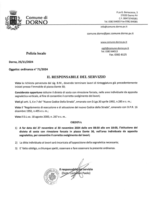 Ordinanza 71 - 2024
