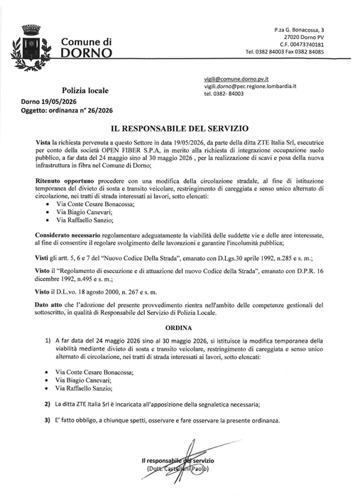 Ordinanza n.26 - 2026